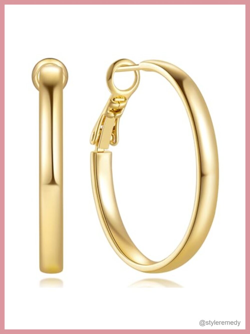 14k Gold Plated Hoop Earrings 20mm Hypoallergenic French Wire
